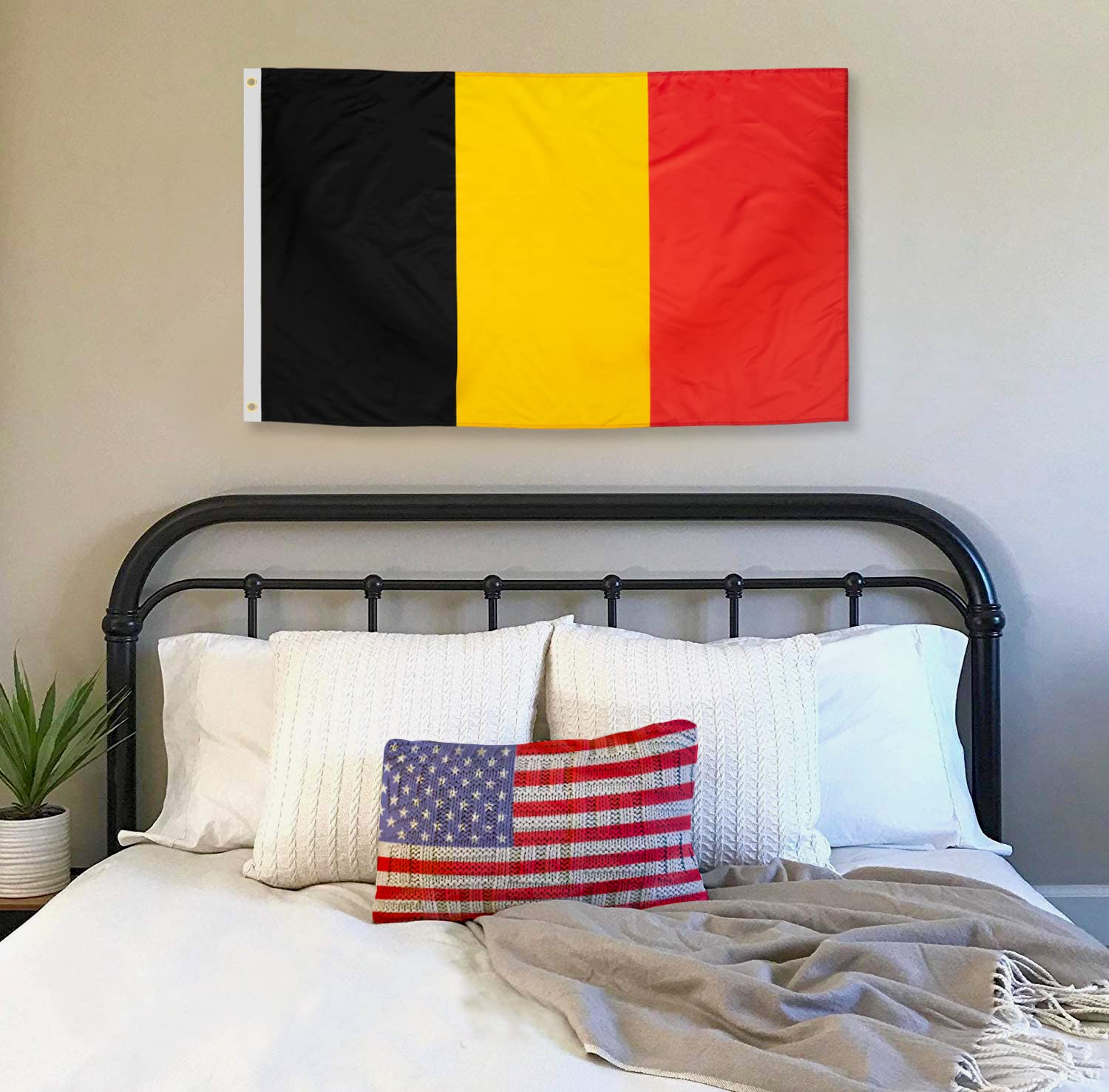 DANF Belgium Flag 3x5 Ft Thick Polyester, Fade Resistant, Brass Grommets, Canvas Header Belgian National Flags with 3 X 5 Feet