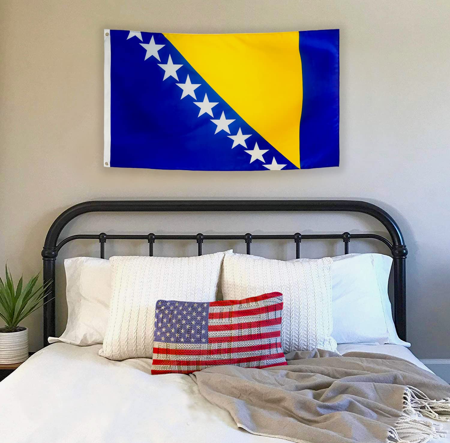 DANF Bosnia and Herzegovina Flag 3x5 Foot Polyester Bosnia & Herzegovina National Flags Polyester with Brass Grommets 3 X 5 Ft