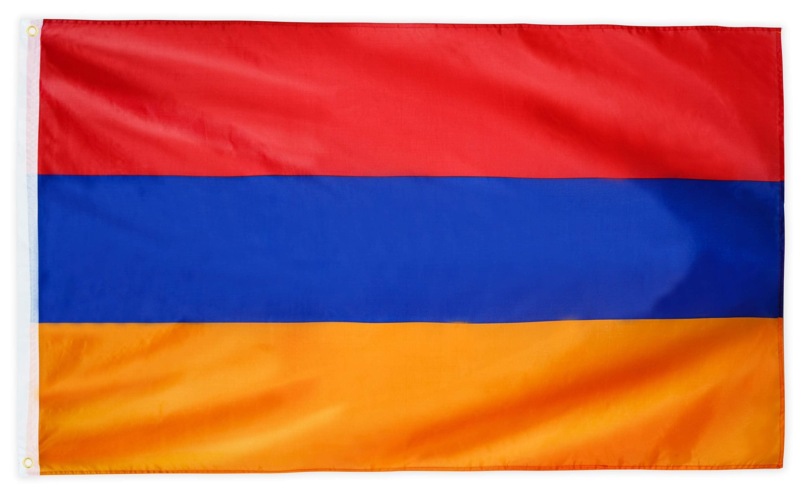DANF Armenia Flag 3x5 Ft Thick Polyester, Fade Resistant, Brass Grommets, Canvas Header,Double Sided Armenian Flags 3 x 5 Feet