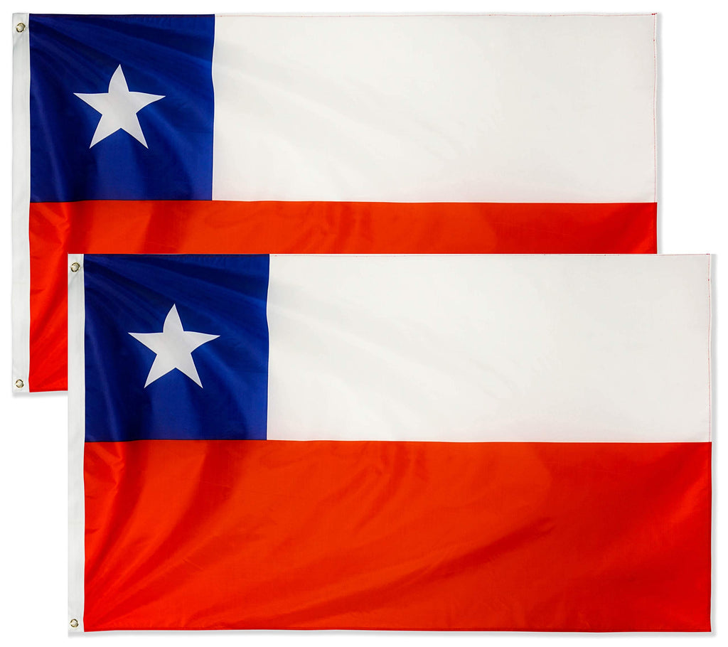 DANF 2 Pack Chile Flag 3x5 Foot Chilean Flags Polyester with Brass Grommets 3 X 5 Ft