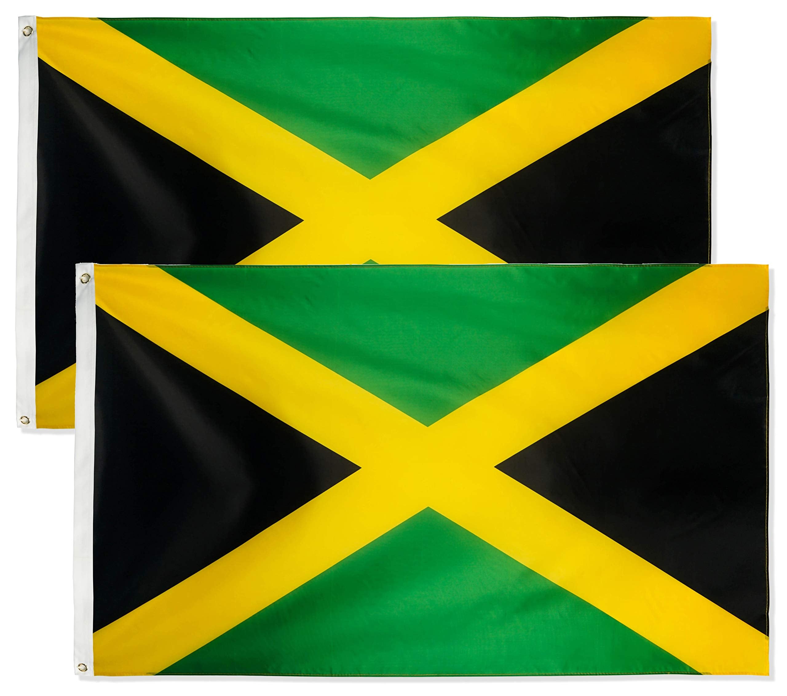 DANF 2 Pack Jamaica Flag 3X5 FT Jamaican National Flags Polyester with Brass Grommets 3 X 5 Foot