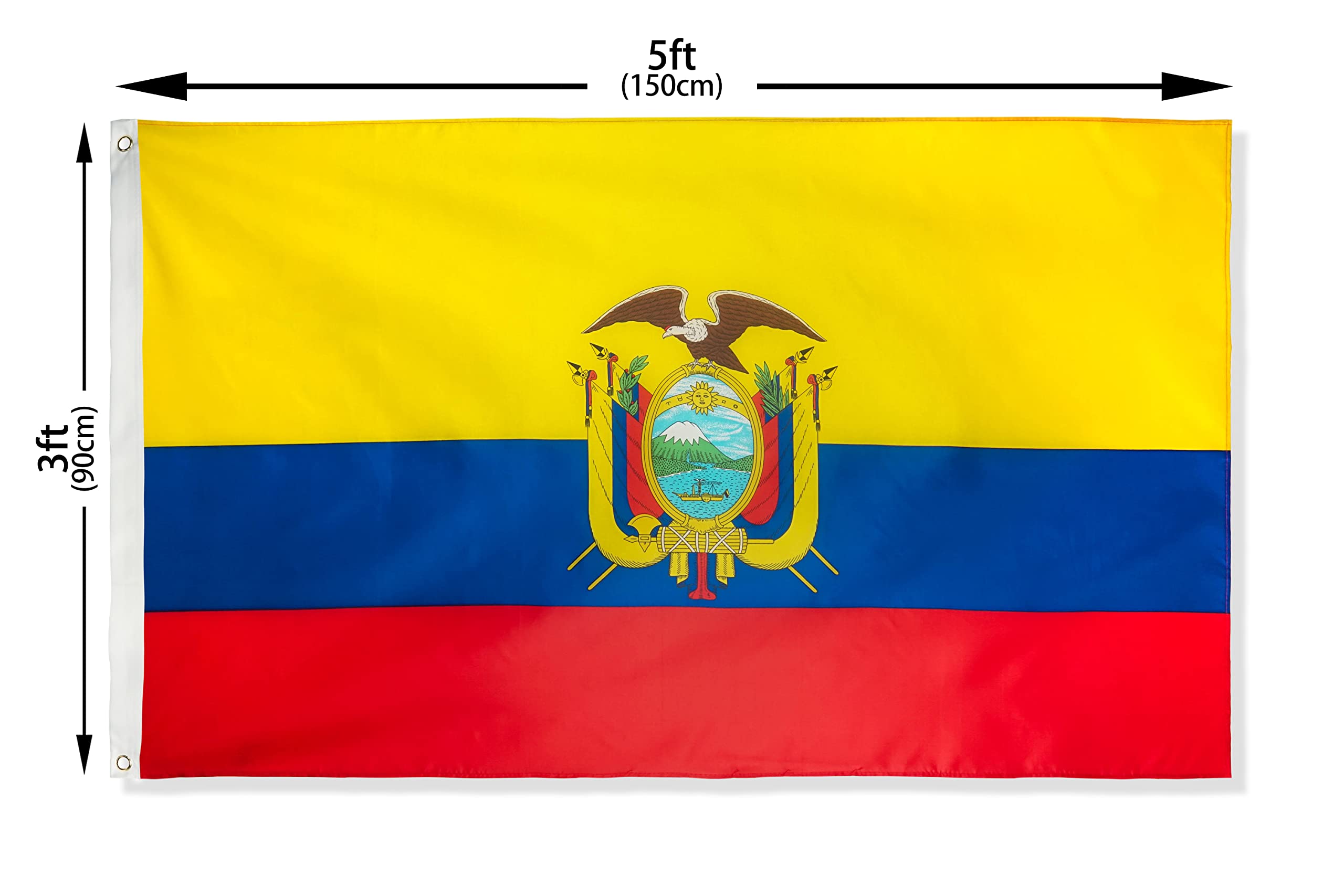 DANF Ecuador Flag 3x5 Foot Polyester Ecuadoran National Flags Polyester with Brass Grommets 3 X 5 Ft