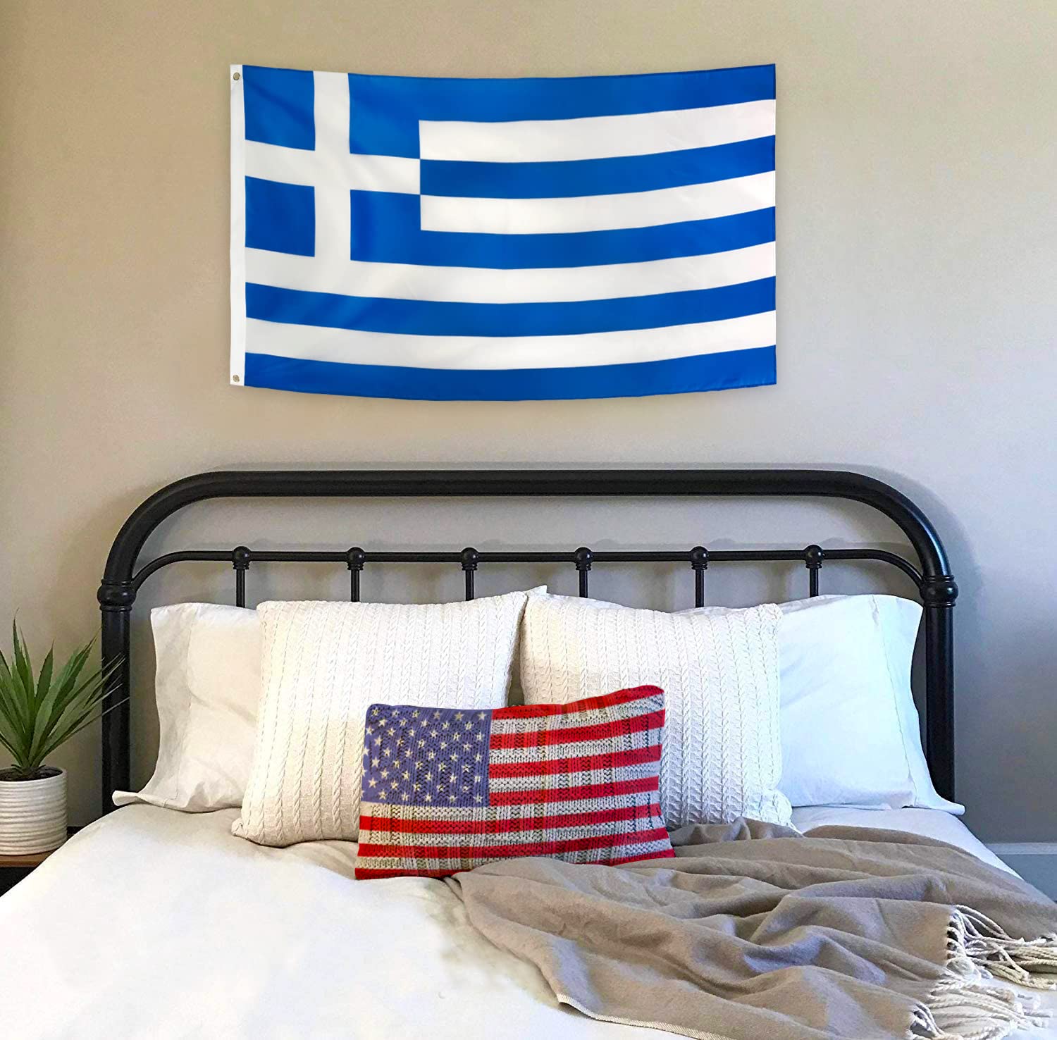 DANF Greece Flag 3x5 Ft Thick Polyester, Fade Resistant, Brass Grommets, Canvas Header, Double Sided Greek National Flags 3x5 Feet