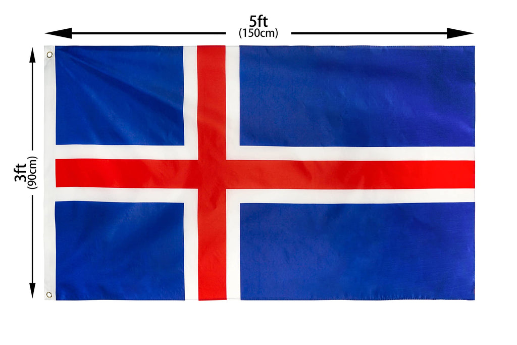 DANF Iceland Flag 3x5 Foot Polyester Icelandic National Flags Polyester with Brass Grommets 3 X 5 Ft
