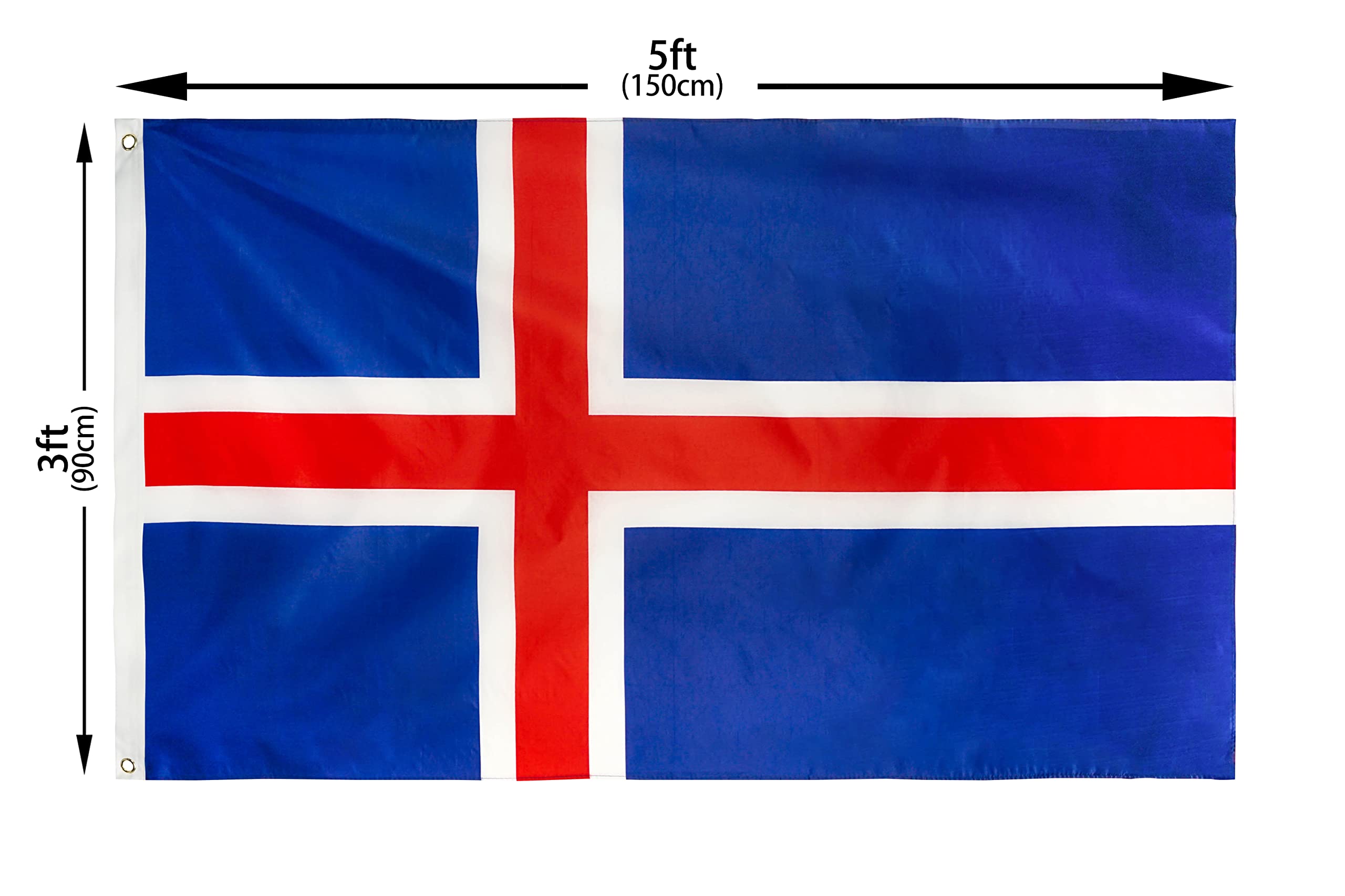 DANF Iceland Flag 3x5 Foot Polyester Icelandic National Flags Polyester with Brass Grommets 3 X 5 Ft