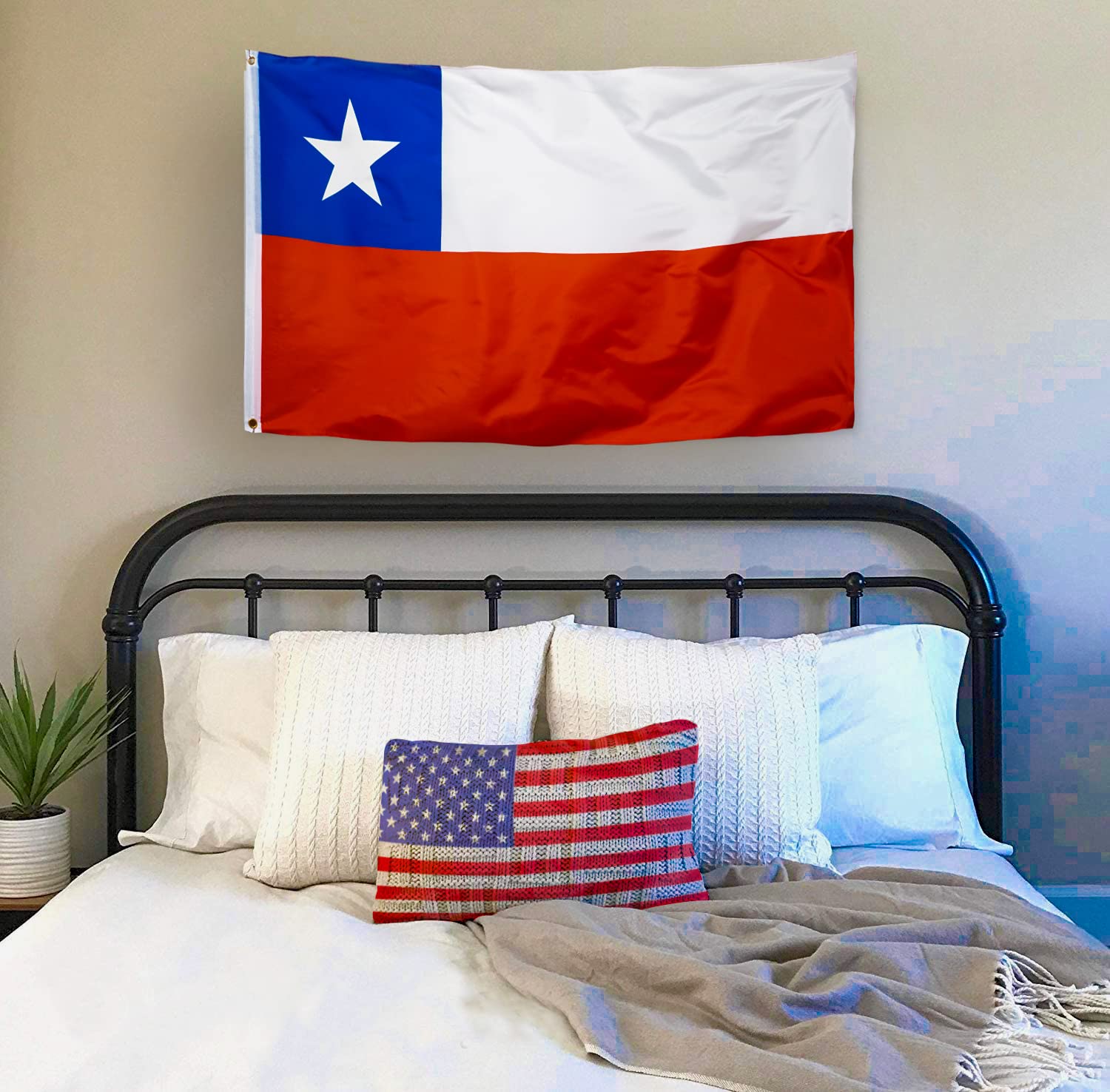 DANF Chile Flag 3x5 Ft Thick Polyester, Fade Resistant, Brass Grommets, Canvas Header Double Sided Chilean Flags 3 X 5 Feet