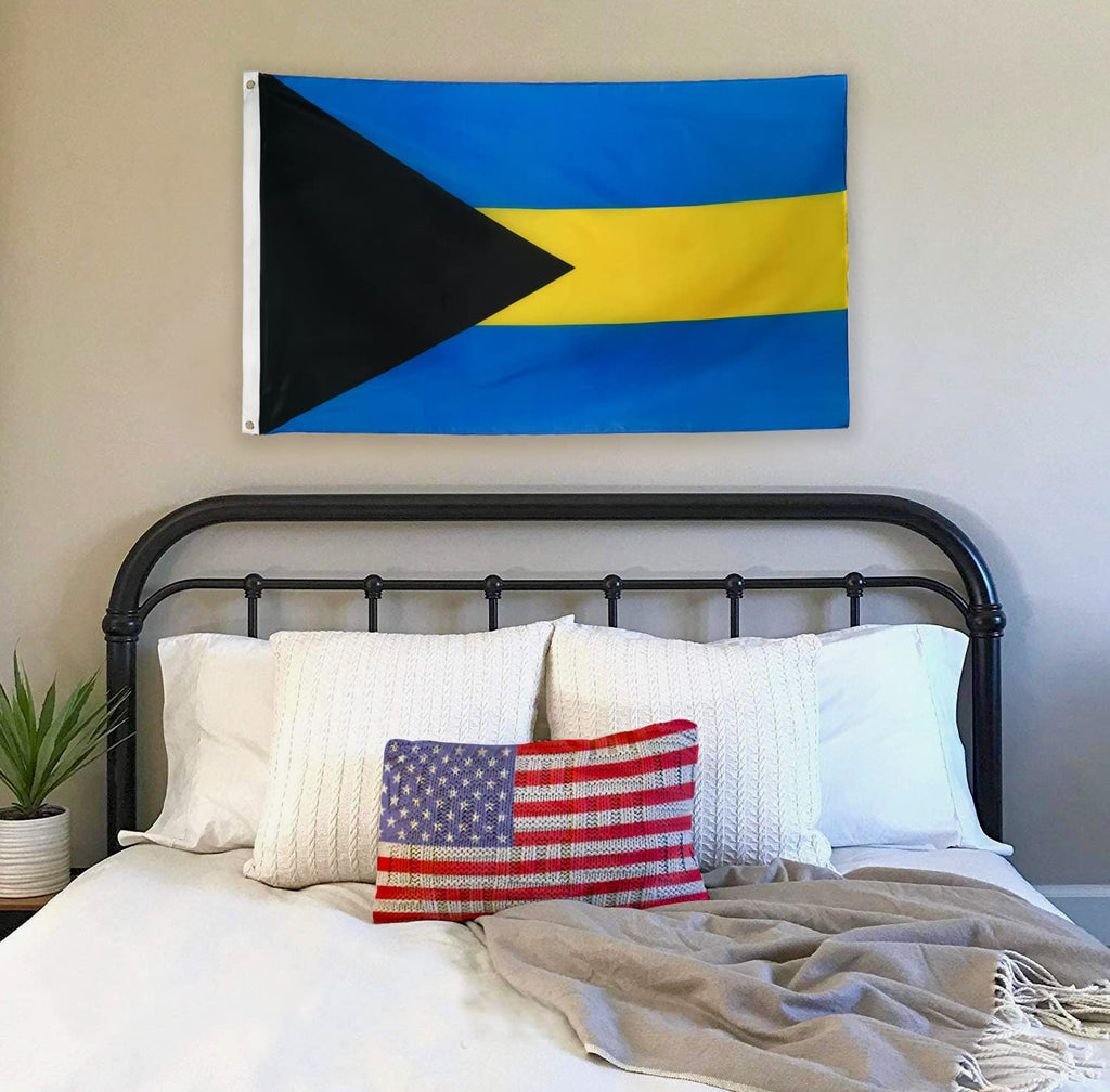DANF Bahamas Flag 3x5 Ft Thick Polyester, Fade Resistant, Brass Grommets, Canvas Header, Double Sided Bahamian CARIBBEAN National Flags 3 X 5 Feet