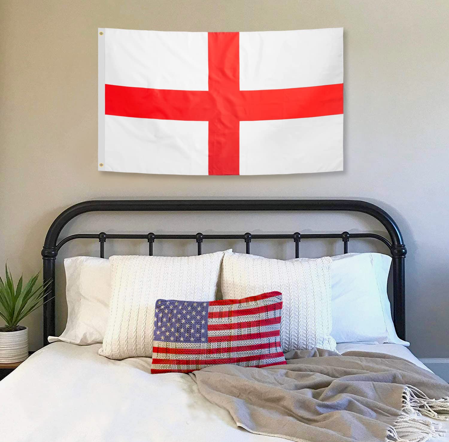 DANF England Flag 3x5 Ft Thick Polyester, Fade Resistant, Brass Grommets, Canvas Header English National Flags St George's Cross with 3 X 5 Feet