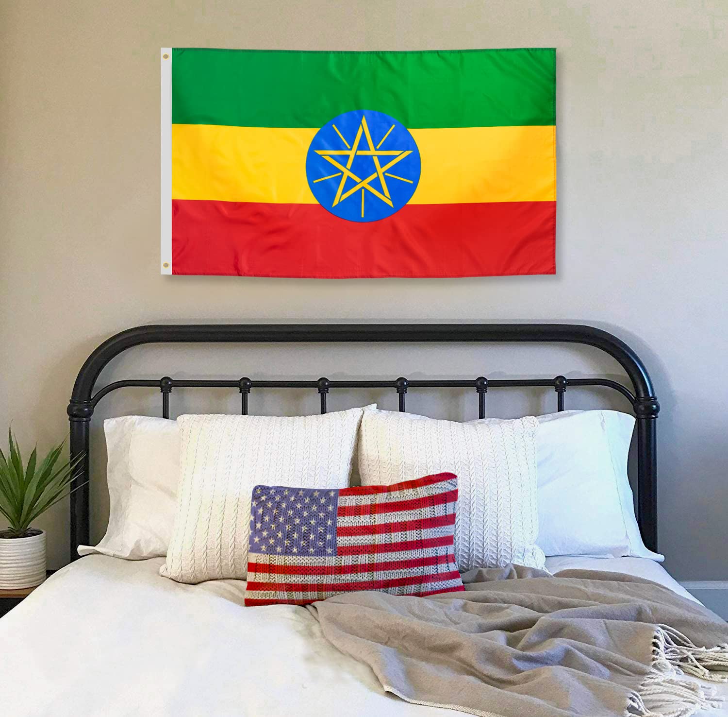 DANF Ethiopia Flag 3ftx5ft Ethiopic Ethiopian National Flags Polyester with Brass Grommets 3x5 Foot Flag