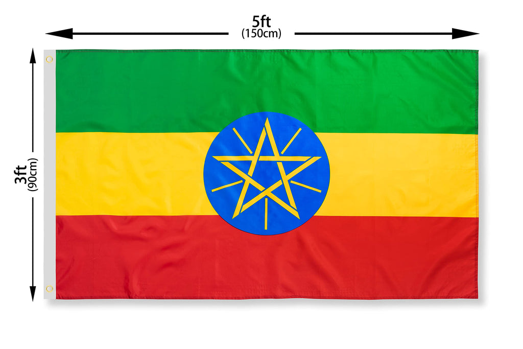 DANF Ethiopia Flag 3ftx5ft Ethiopic Ethiopian National Flags Polyester with Brass Grommets 3x5 Foot Flag