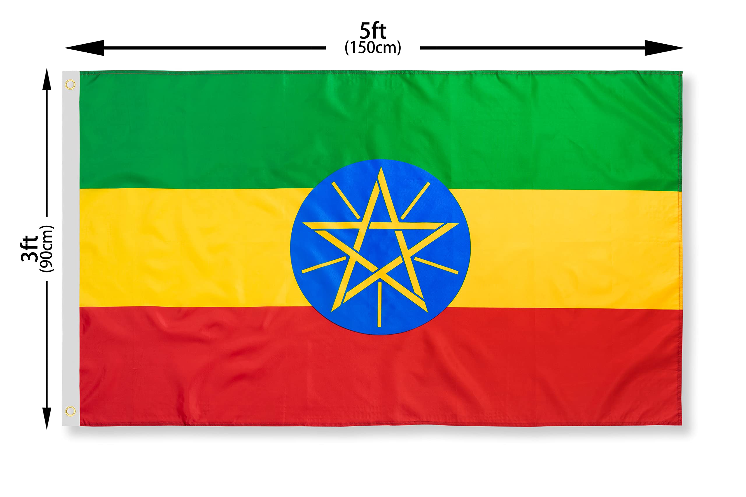 DANF Ethiopia Flag 3ftx5ft Ethiopic Ethiopian National Flags Polyester with Brass Grommets 3x5 Foot Flag