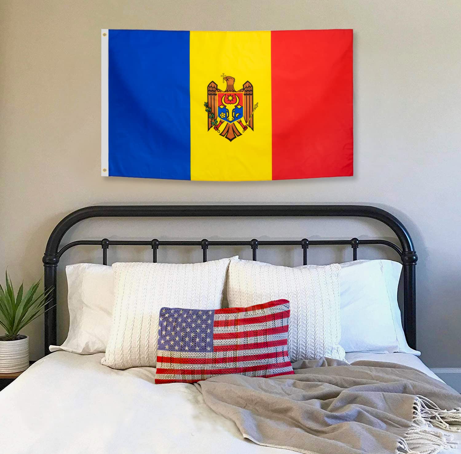 DANF Moldova Flag 3x5 Ft Thick Polyester, Fade Resistant, Brass Grommets, Canvas Header Republic of Moldova National Flags with 3 X 5 Feet