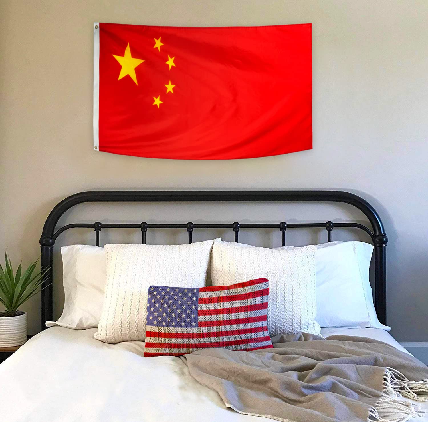 DANF China Flag 3x5 Ft Thick Polyester, Fade Resistant, Brass Grommets, Canvas Header, Double Sided Chinese National Flags 3x5 Feet