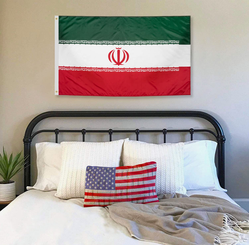 DANF Iran Flag 3x5 Ft Thick Polyester, Fade Resistant, Brass Grommets, Canvas Header Islamic Republic of Iran National Flags with 3 X 5 Feet