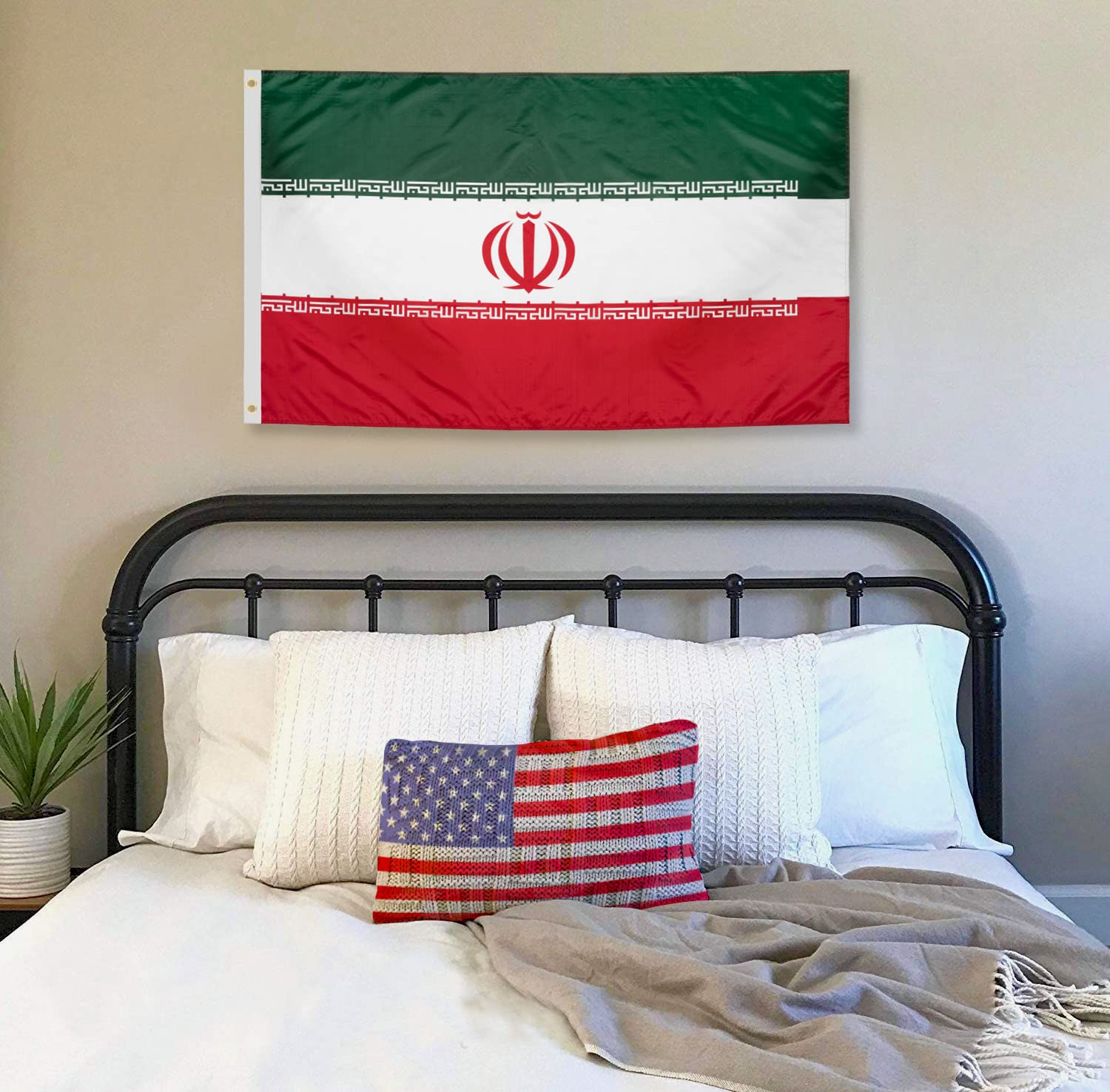 DANF Iran Flag 3x5 Ft Thick Polyester, Fade Resistant, Brass Grommets, Canvas Header Islamic Republic of Iran National Flags with 3 X 5 Feet