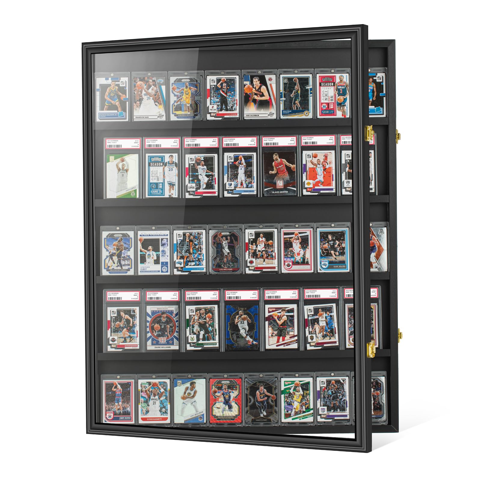 Coin Display Case 15"x11" Military Challenge Coin Holder Wooden American Flag Medal Poker Chip Wall Decor Gift for Collector, Grandfathers, Fathers, Comrade-in-arms, Black