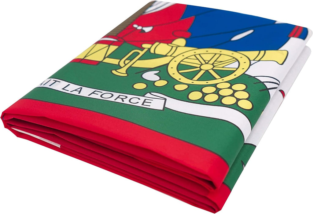 DANF Haiti Flag 3x5 Ft Thick Polyester, Fade Resistant, Brass Grommets, Canvas Header,Double Sided Haitian National Flags 3 X 5 Feet