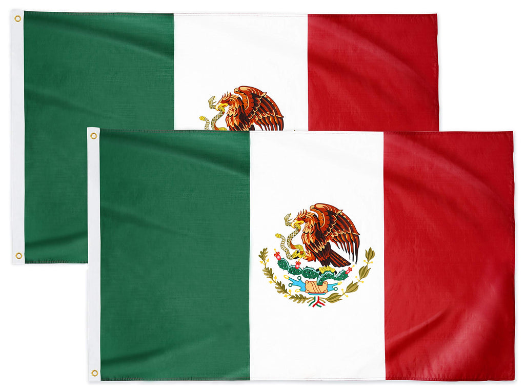 DANF Mexico Flag 3x5 Ft - 100D Thicker Polyester - Mexican MX National Flags Double Stitched Quality 3 X 5 Feet with Brass Grommets Indoor Outdoor Use