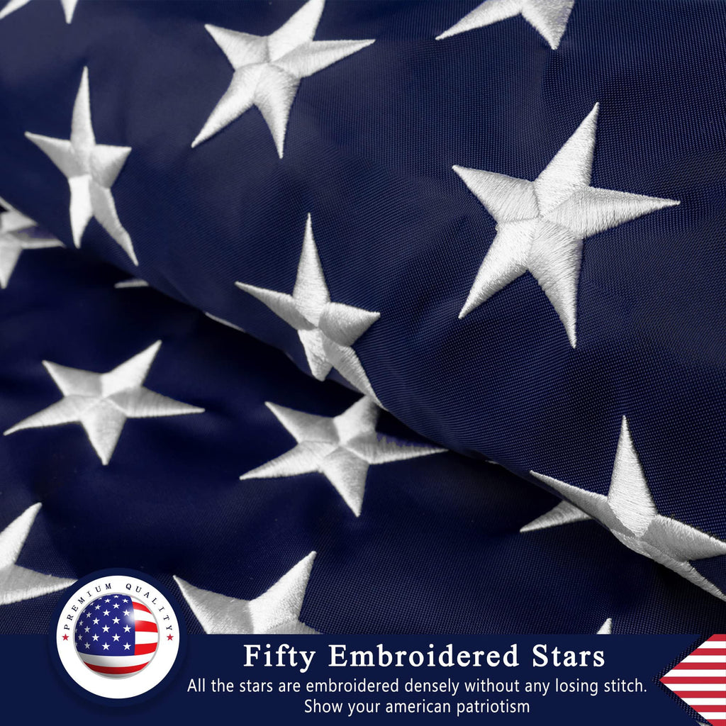 American Flag 3x5 Ft for Outside, Heavy Duty Nylon US Flags for High Wind Outdoor, Fade Resistant and Waterproof USA Flag with Embroidered Stars, Sewn Stripes, Brass Grommets