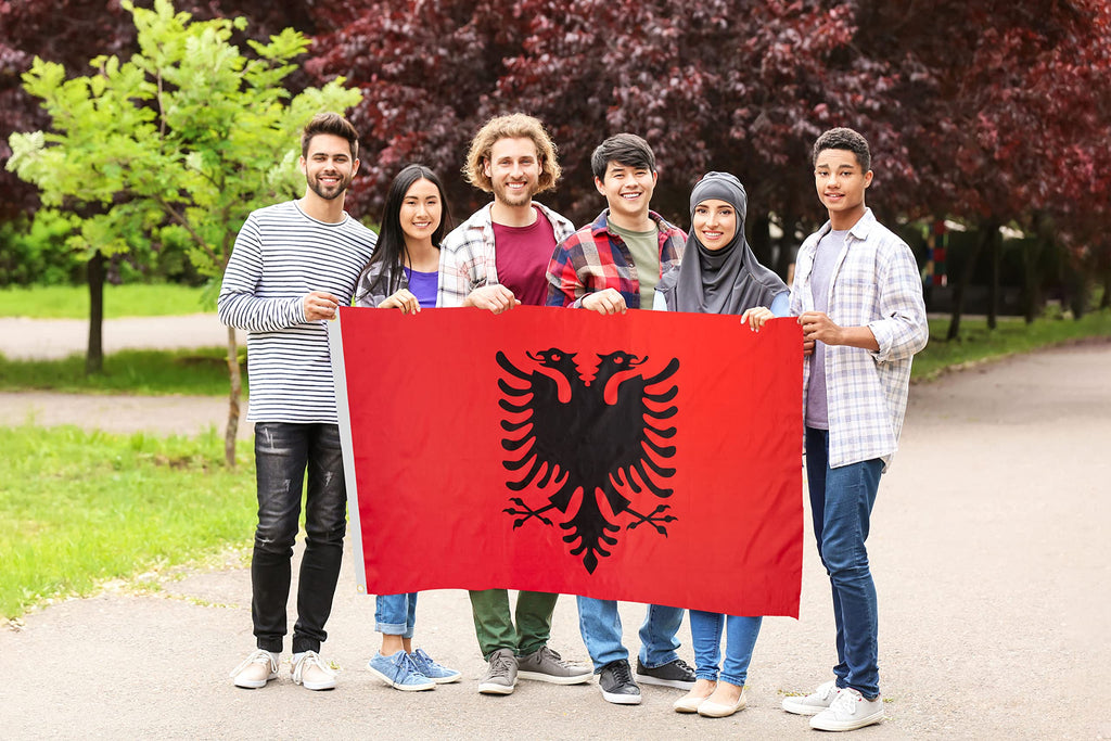 DANF Albania Flag 3x5 Foot Albanian National Flags Polyester with Brass Grommets 3 X 5 Ft