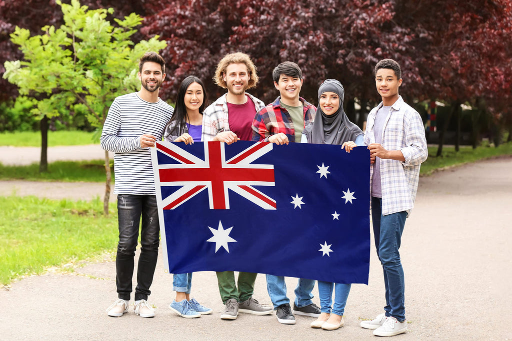 DANF Australia Flag 3x5 Ft Thick Polyester, Fade Resistant, Brass Grommets, Canvas Header Australian National Flags with 3 X 5 Feet