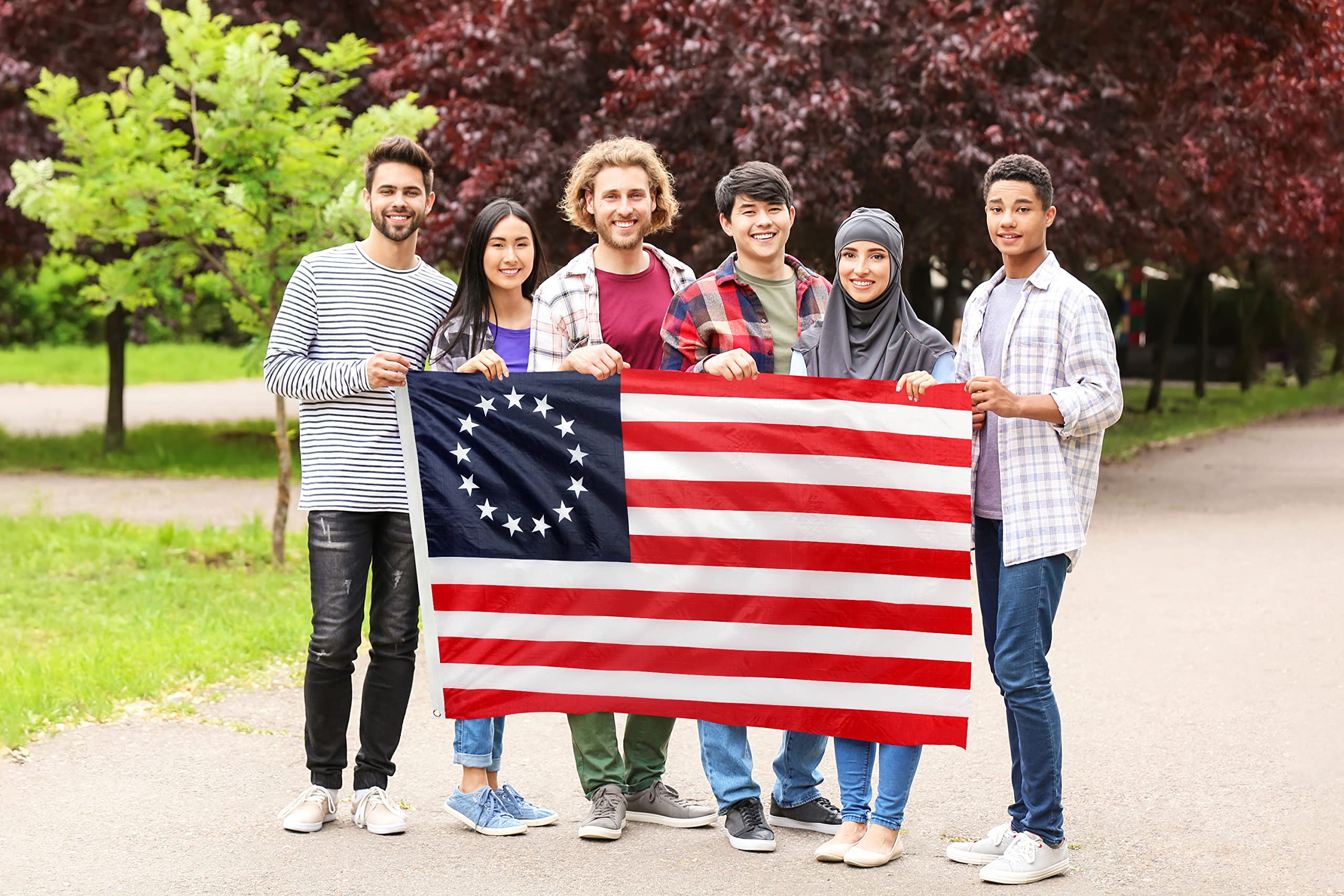 DANF Betsy Ross Flag 3x5ft - 100D Thicker Polyester - July 4th Independence Day 13 Stars American USA America Historical Flags Double Sided Canvas Header with Brass Grommets Indoor & Outdoor Use