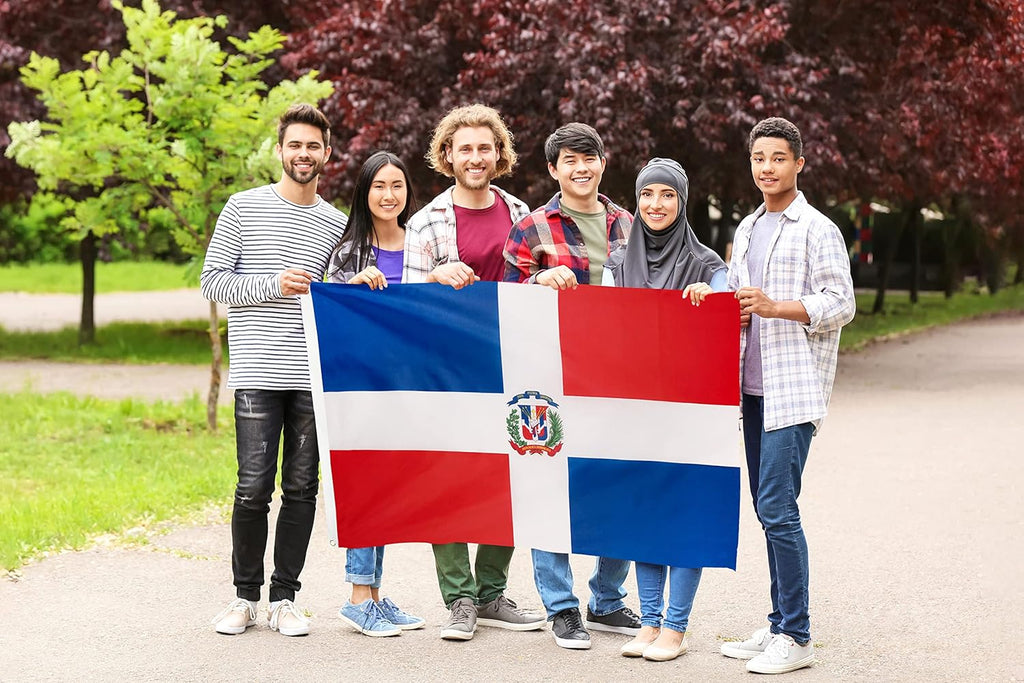 DANF Dominican Flag 3x5 Foot Polyester Bandera De Republica Dominicana National Flags Polyester with Brass Grommets 3 X 5 Ft