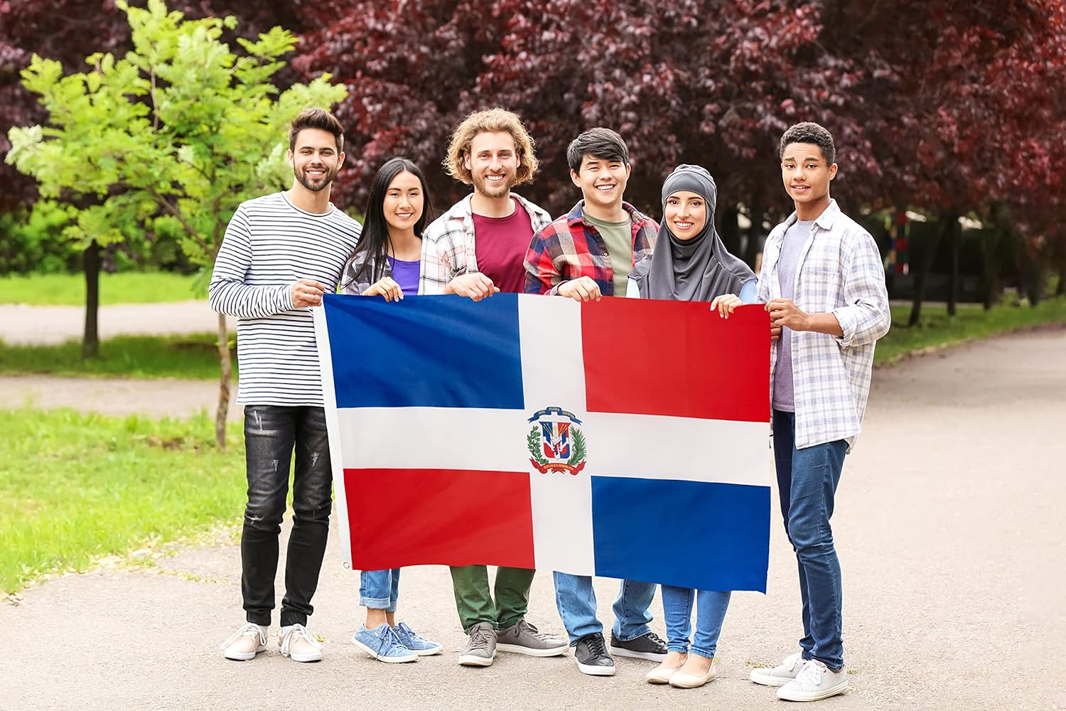 DANF Dominican Flag 3x5 Foot Polyester Bandera De Republica Dominicana National Flags Polyester with Brass Grommets 3 X 5 Ft