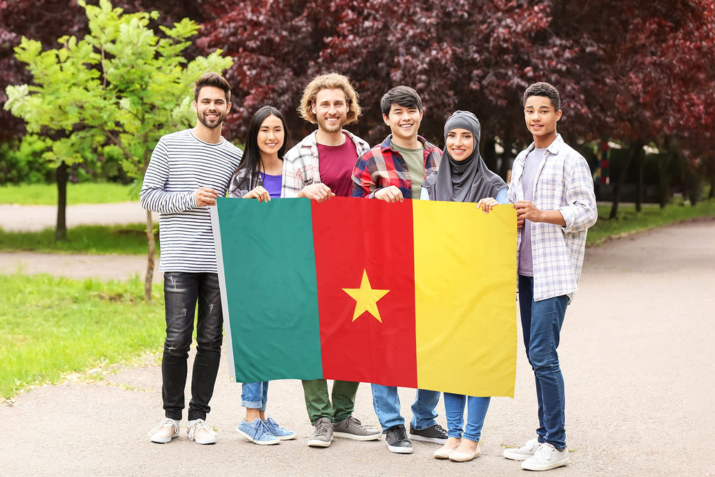 DANF Cameroun Cameroon Flag 3x5 Ft Thick Polyester, Fade Resistant, Brass Grommets, Canvas Header Cameroonian National Flags with 3 X 5 Feet