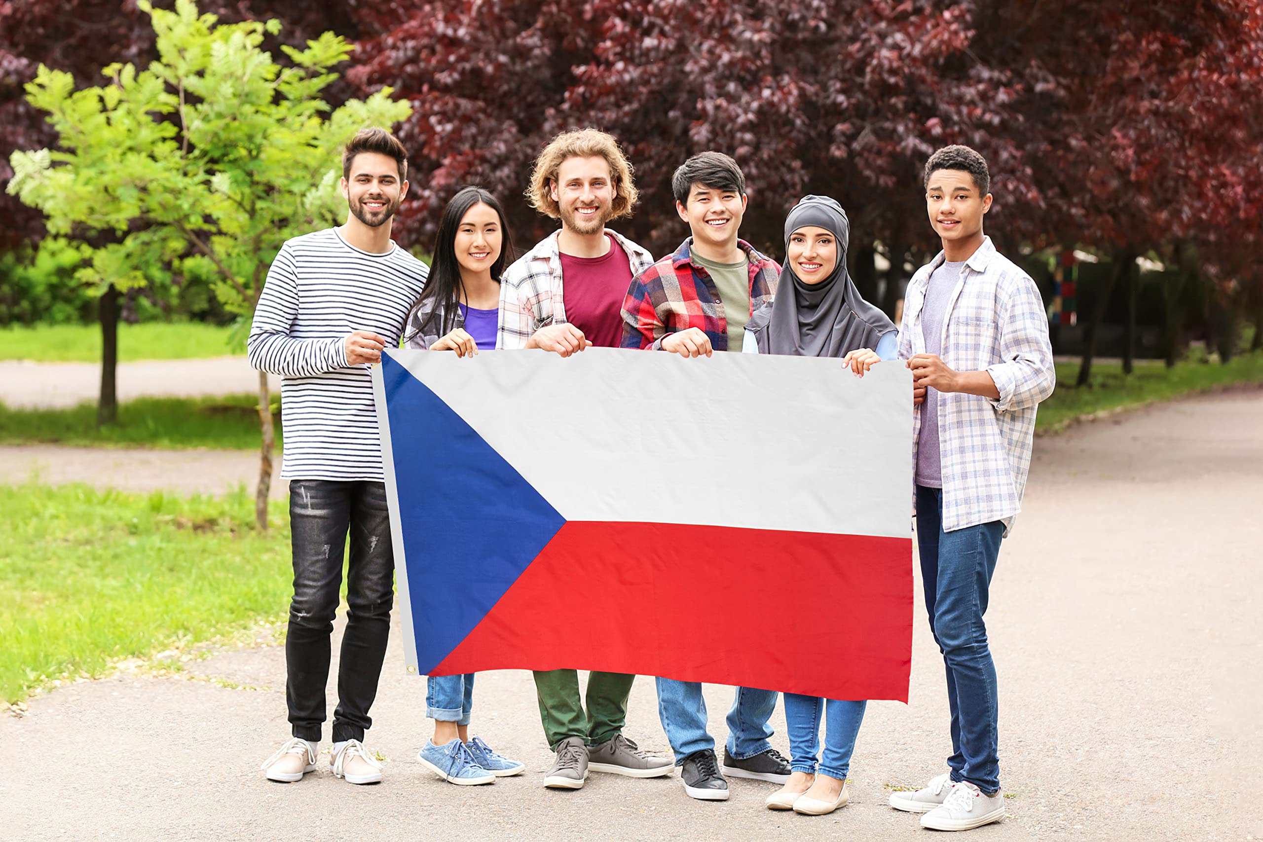 DANF Czech Republic Flag 3x5 Ft Thick Polyester, Fade Resistant, Brass Grommets, Canvas Header Czechia National Flags with 3 X 5 Feet