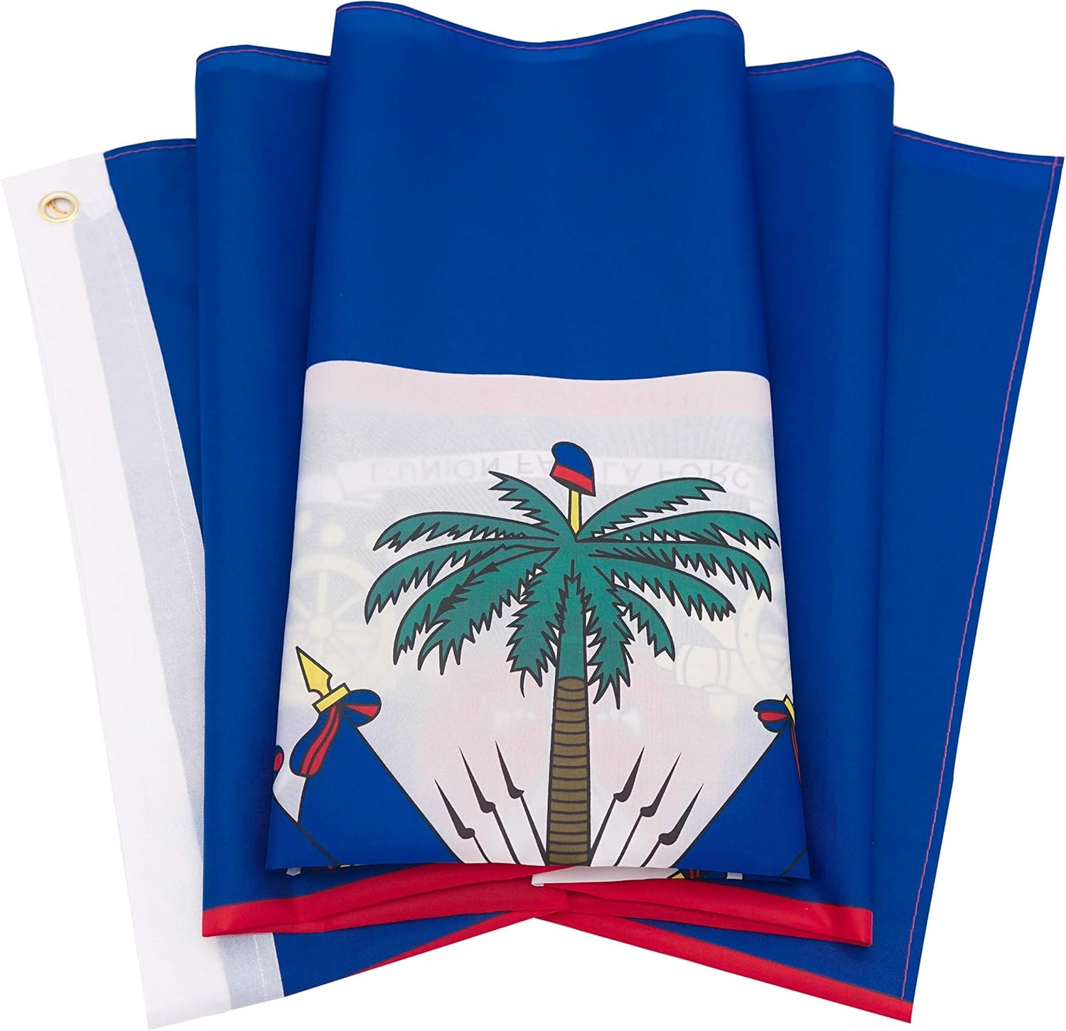 DANF Haiti Flag 3x5 Ft Thick Polyester, Fade Resistant, Brass Grommets, Canvas Header,Double Sided Haitian National Flags 3 X 5 Feet