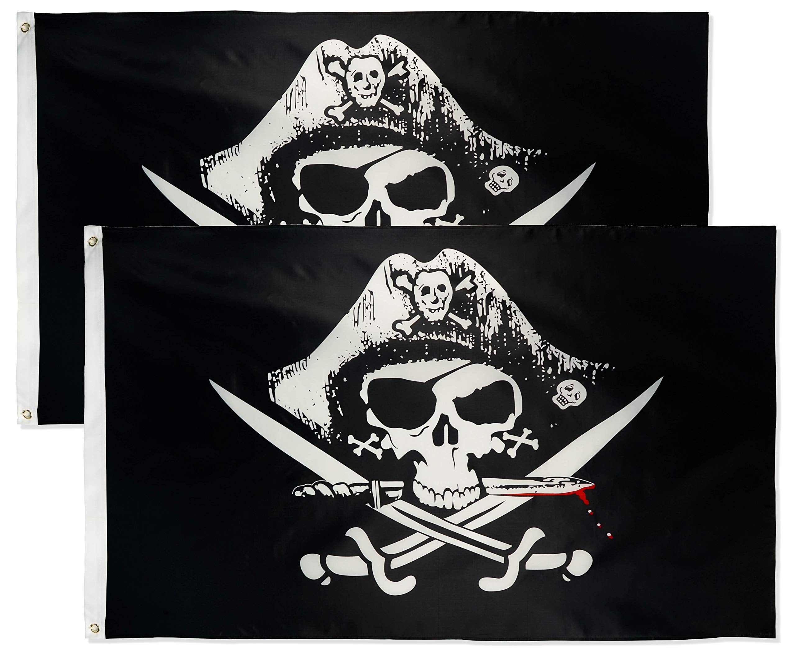 DANF 1 Pack Pirate Jack Rackham Flag Knife Jolly Roger Skull and Crossbones3 by 5 FT Polyester Flag Banner