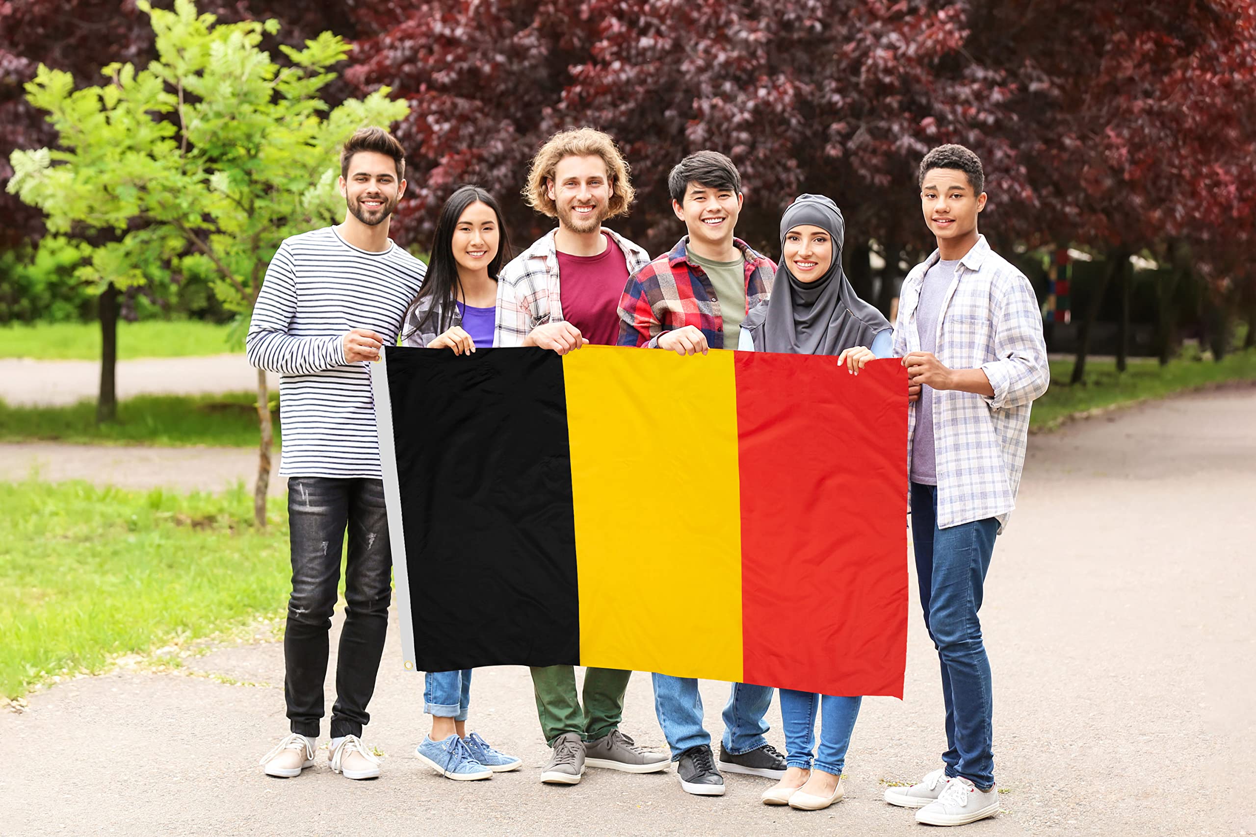 DANF Belgium Flag 3x5 Ft Thick Polyester, Fade Resistant, Brass Grommets, Canvas Header Belgian National Flags with 3 X 5 Feet