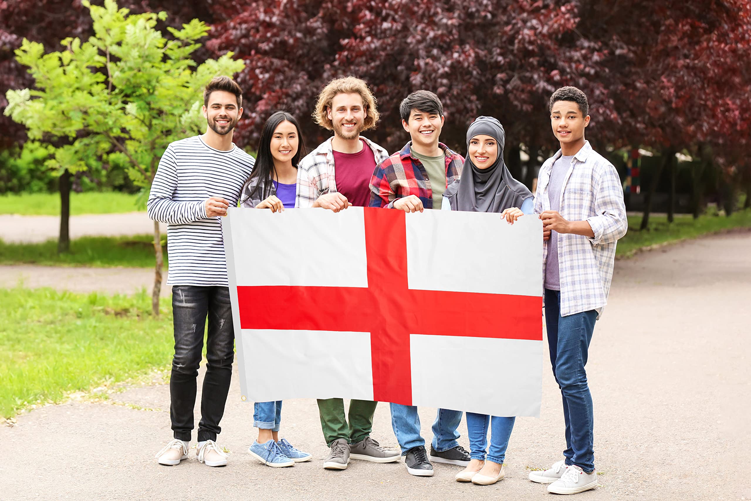 DANF England Flag 3x5 Ft Thick Polyester, Fade Resistant, Brass Grommets, Canvas Header English National Flags St George's Cross with 3 X 5 Feet