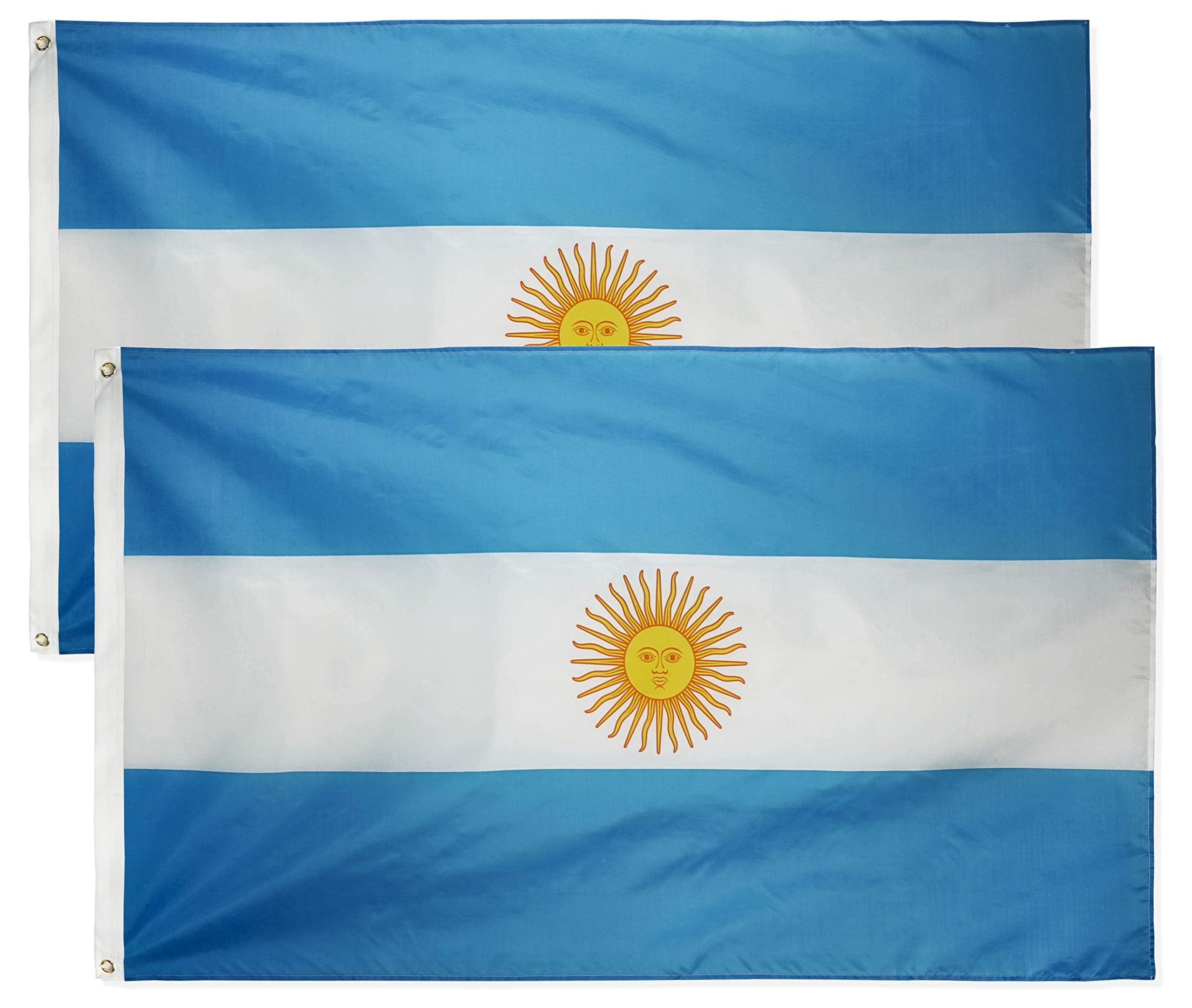 DANF 2 Pack Argentina Flag 3x5 Foot Polyester Argentinian National Flags Polyester with Brass Grommets 3 X 5 Ft
