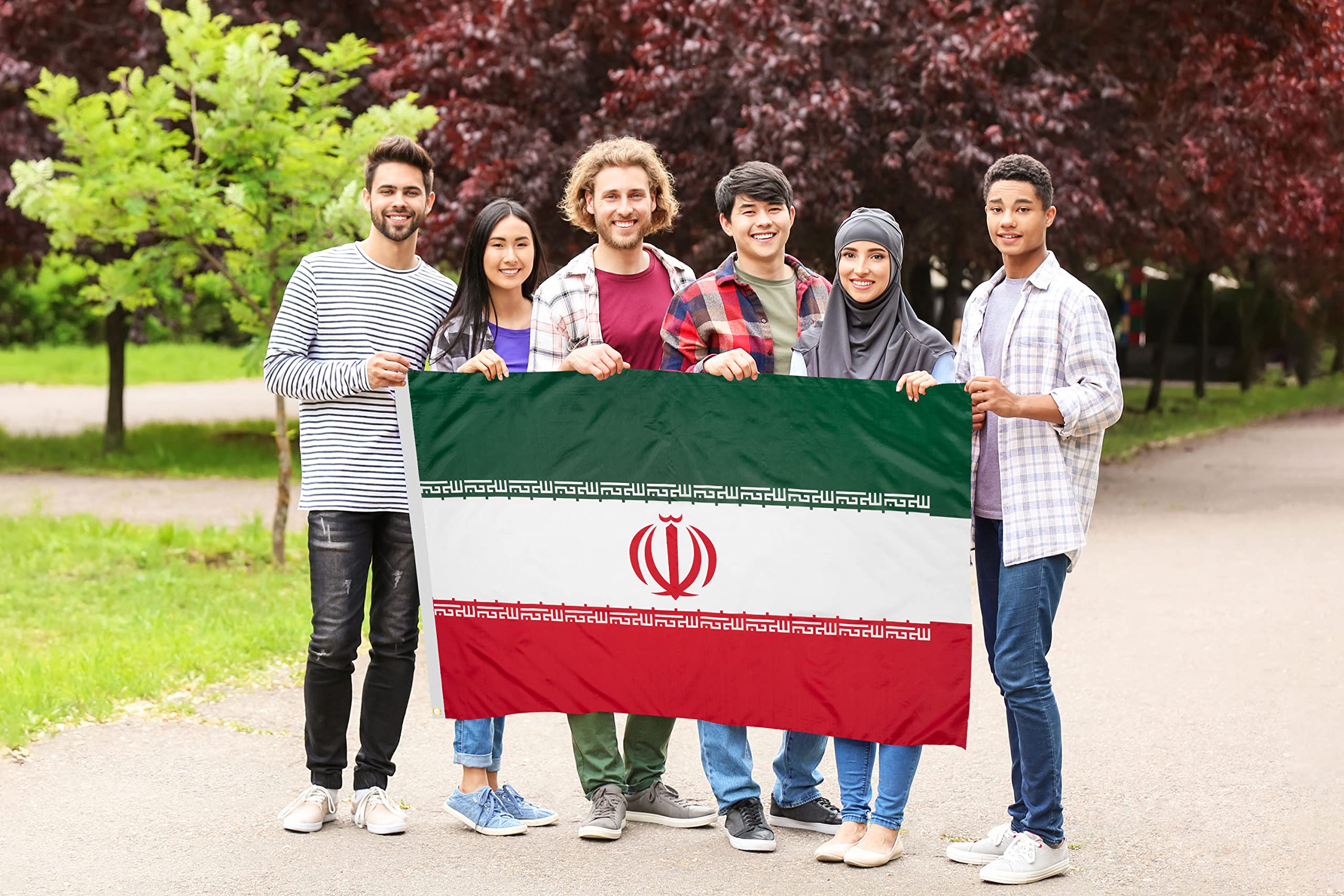 DANF Iran Flag 3x5 Ft Thick Polyester, Fade Resistant, Brass Grommets, Canvas Header Islamic Republic of Iran National Flags with 3 X 5 Feet