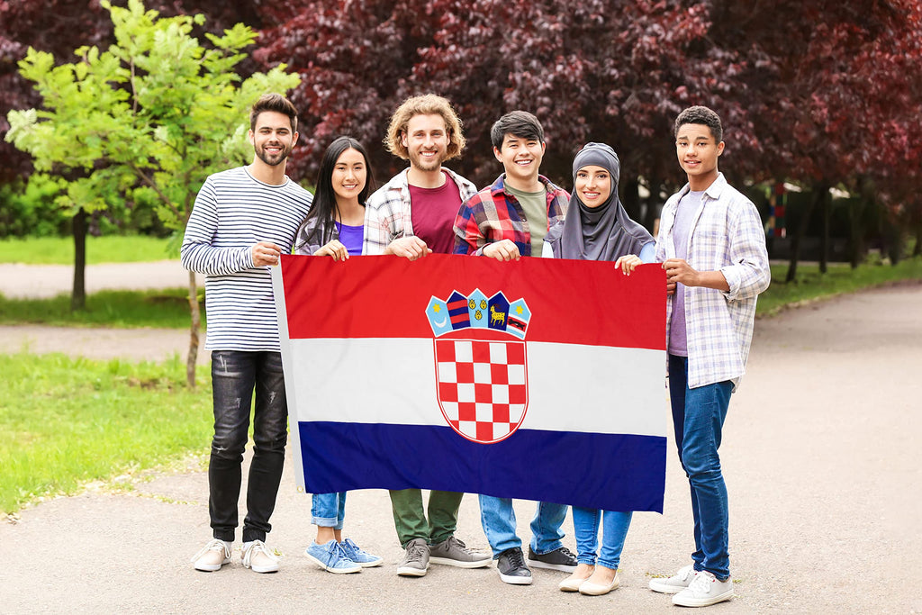 DANF Croatia Flag 3x5 Ft Thick Polyester, Fade Resistant, Brass Grommets, Canvas Header Croatian National Flags with 3 X 5 Feet