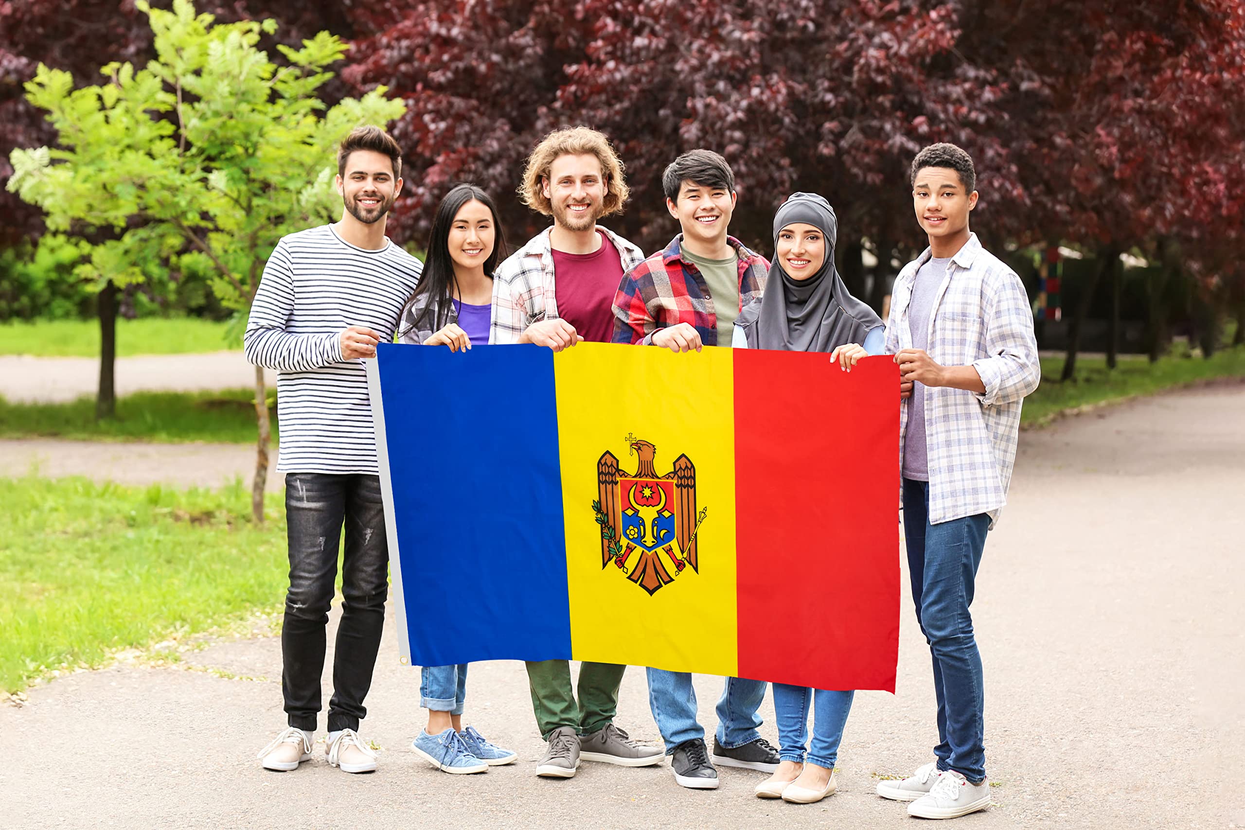 DANF Moldova Flag 3x5 Ft Thick Polyester, Fade Resistant, Brass Grommets, Canvas Header Republic of Moldova National Flags with 3 X 5 Feet