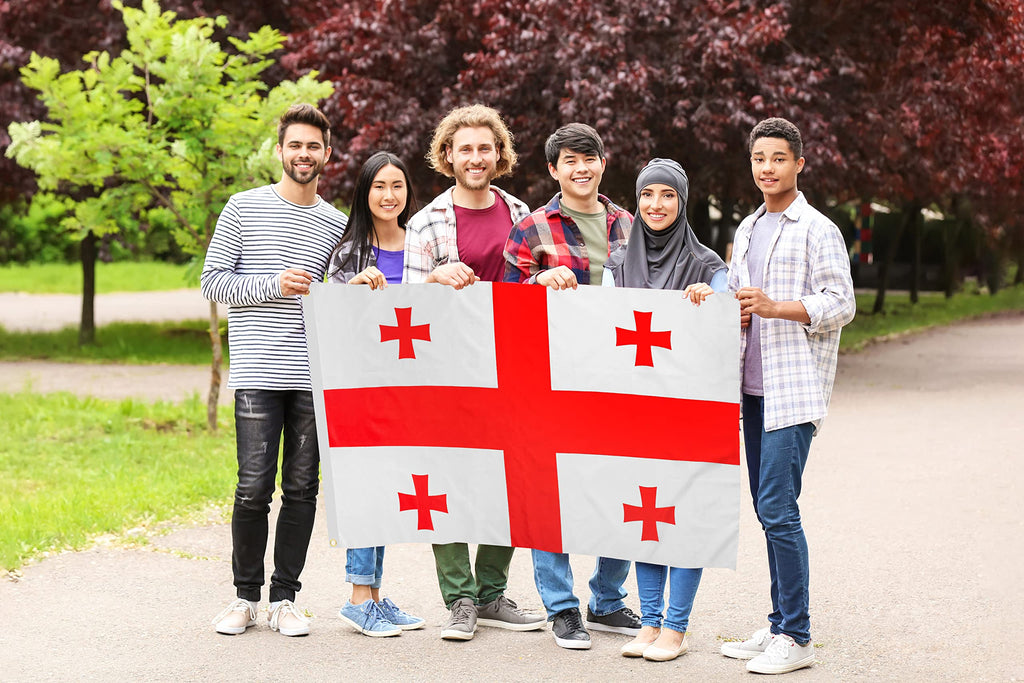 DANF Georgia Flag 3x5 Foot The Georgia Five Cross National Flags Polyester with Brass Grommets 3x5 Ft Flag