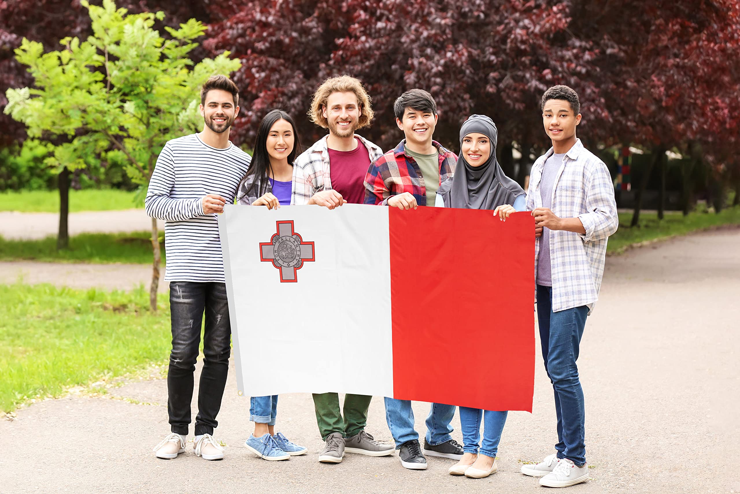 DANF Malta Flag 3x5 Ft Thick Polyester, Fade Resistant, Brass Grommets, Canvas Header Maltese National Flags with 3 X 5 Feet