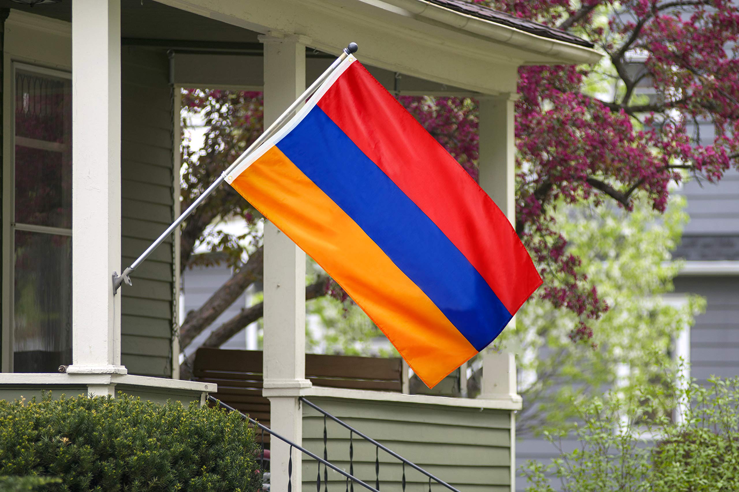 DANF Armenia Flag 3x5 Ft Thick Polyester, Fade Resistant, Brass Grommets, Canvas Header,Double Sided Armenian Flags 3 x 5 Feet