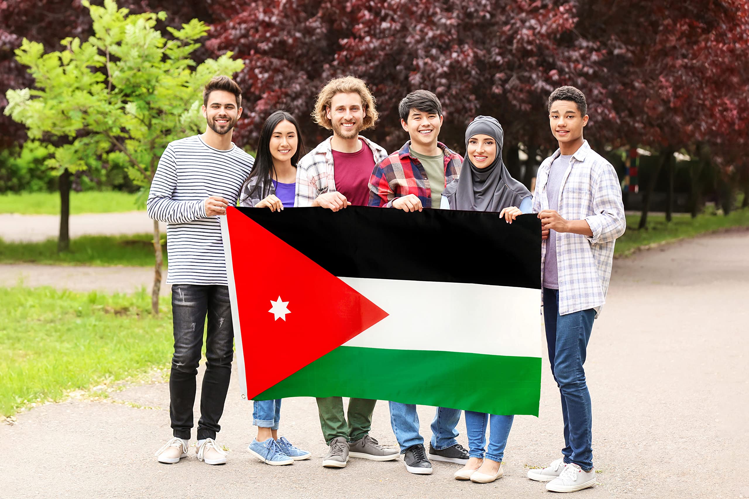 DANF Jordan Flag 3x5 Foot Polyester National Flags with Brass Grommets 3 X 5 Ft