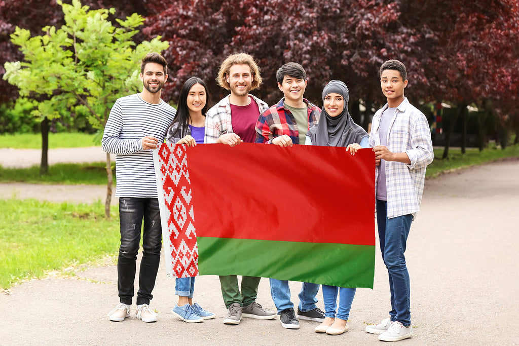 DANF Belarus Flag 3x5 Foot Polyester BELARUSIAN National Flags Polyester with Brass Grommets 3 X 5 Ft
