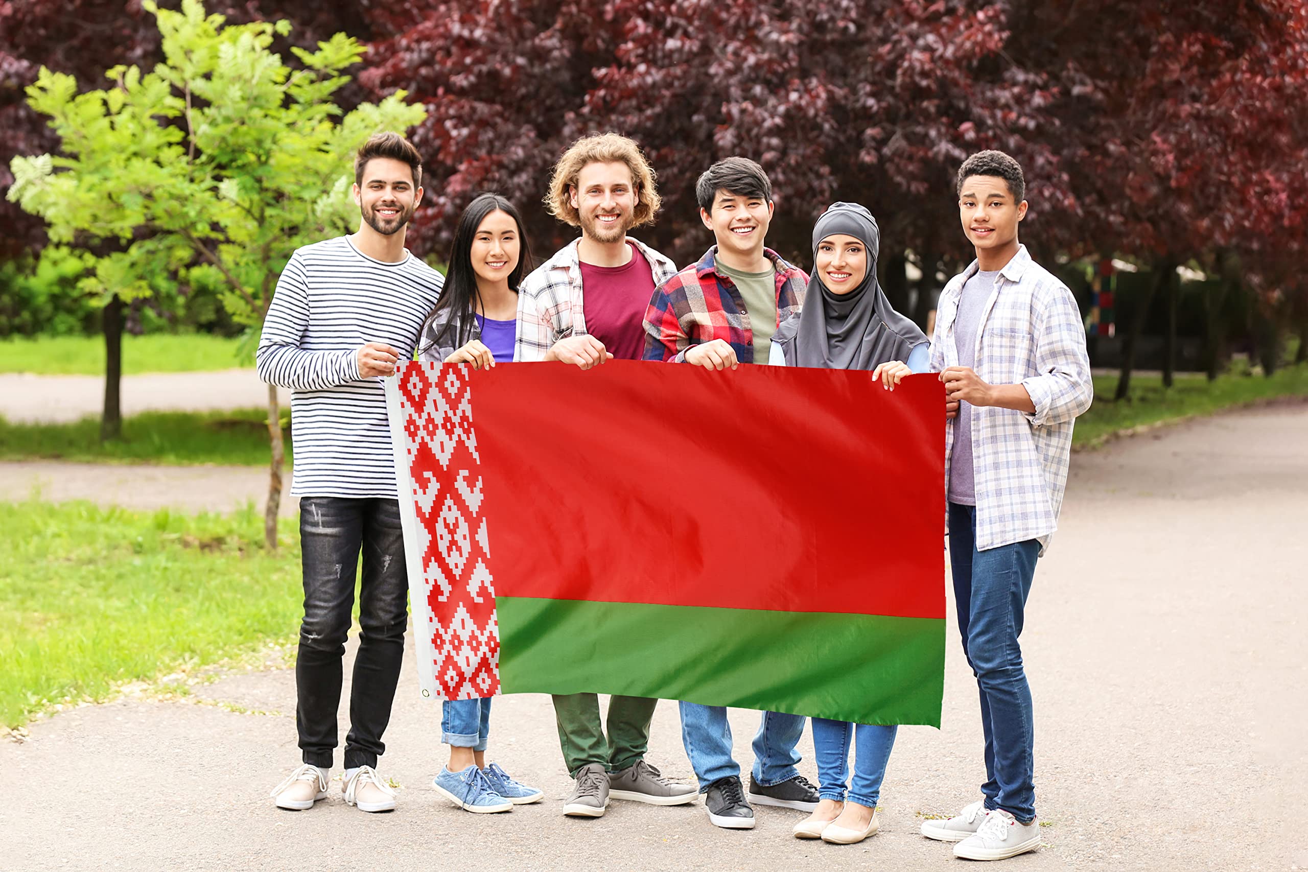 DANF Belarus Flag 3x5 Foot Polyester BELARUSIAN National Flags Polyester with Brass Grommets 3 X 5 Ft