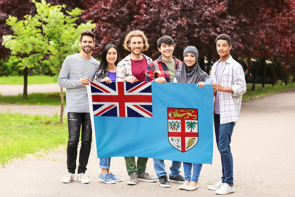 DANF Fiji Flag 3x5 Ft Thick Polyester, Fade Resistant, Brass Grommets, Canvas Header Fijian National Flags with 3 X 5 Feet