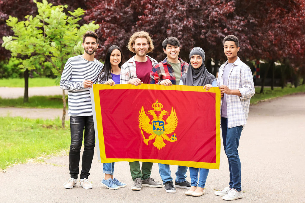 DANF Montenegro Flag 3x5 Ft Thick Polyester, Fade Resistant, Brass Grommets, Canvas Header Montenegrin National Flags with 3 X 5 Feet