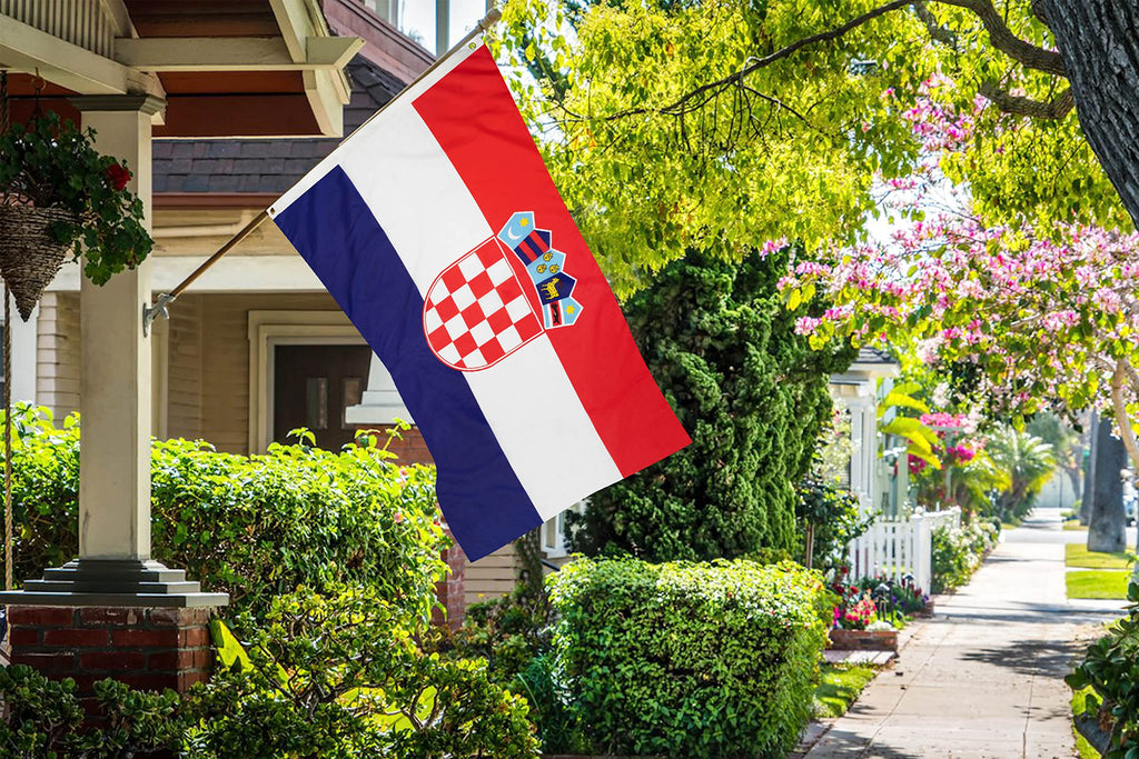 DANF Croatia Flag 3x5 Ft Thick Polyester, Fade Resistant, Brass Grommets, Canvas Header Croatian National Flags with 3 X 5 Feet