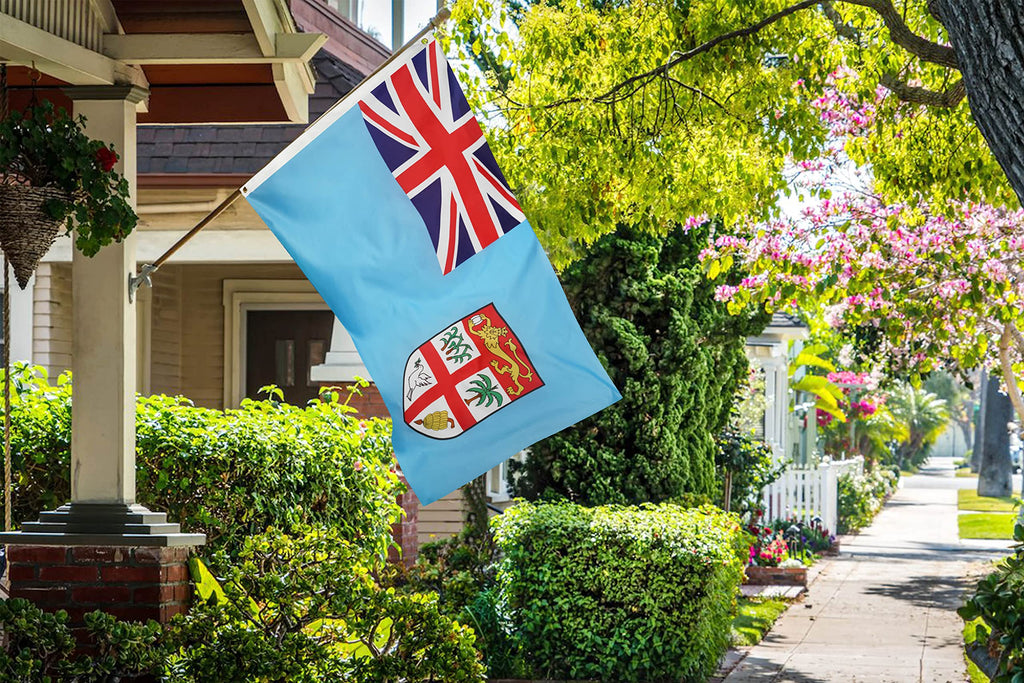 DANF Fiji Flag 3x5 Ft Thick Polyester, Fade Resistant, Brass Grommets, Canvas Header Fijian National Flags with 3 X 5 Feet