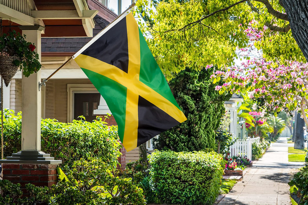 DANF Jamaica Flag 3x5 Ft Thick Polyester, Fade Resistant, Brass Grommets, Canvas Header Jamaican National Flags 3 X 5 Feet