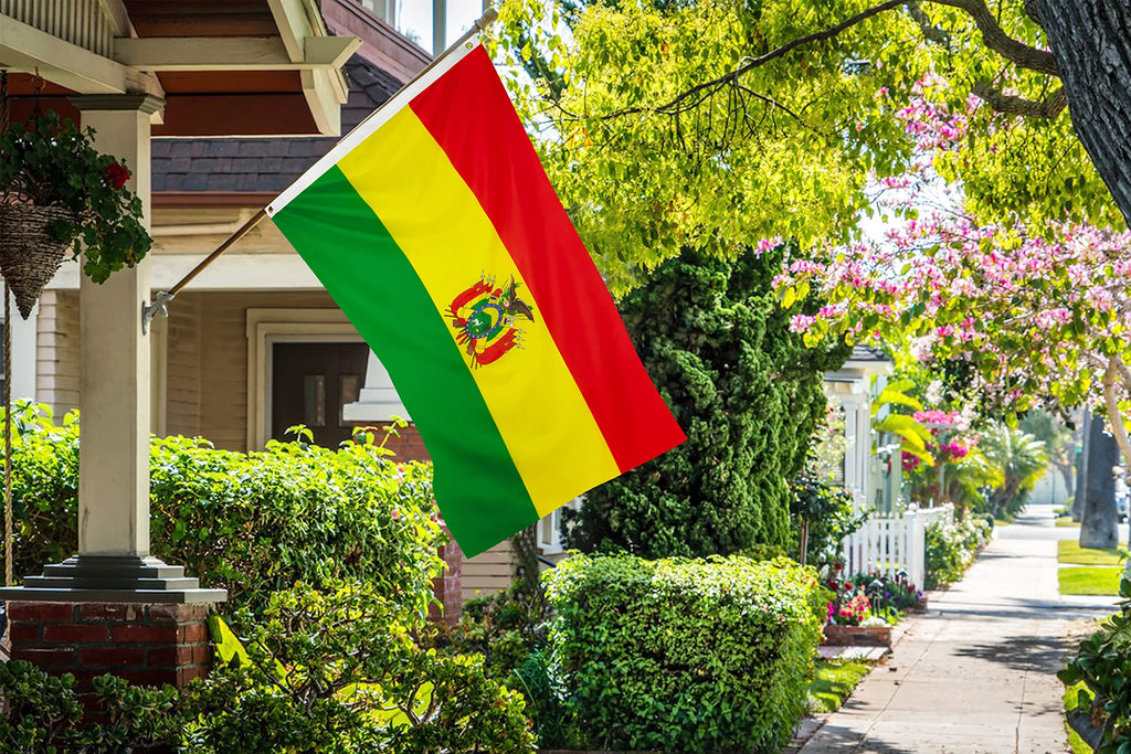 DANF Bolivia Flag 3x5 Ft Thick Polyester, Fade Resistant, Brass Grommets, Canvas Header, Double Sided Bolivian National Flags 3 X 5 Feet